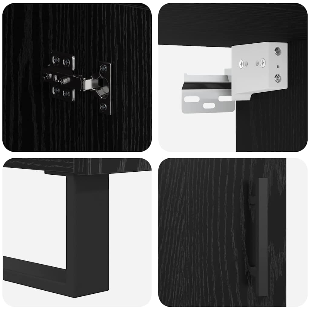 Bufet Pe perete Stejar Negru 69,5 x 34 x 180 cm Lemn compozit GartenMobel Dekor