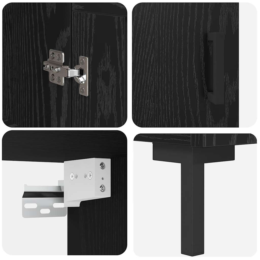 Bufet Pe perete Stejar Negru 69,5 x 34 x 180 cm Lemn compozit GartenMobel Dekor