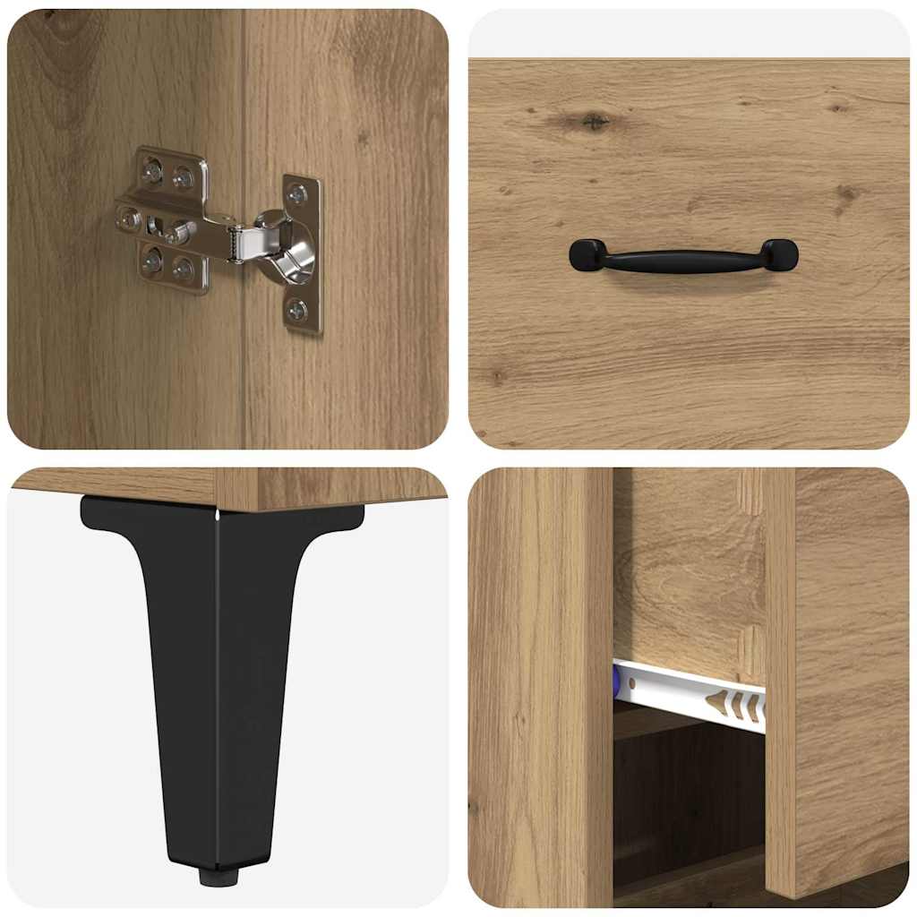 Bufet Stejar Artizanal 69,5 x 34 x 180 cm Lemn compozit GartenMobel Dekor