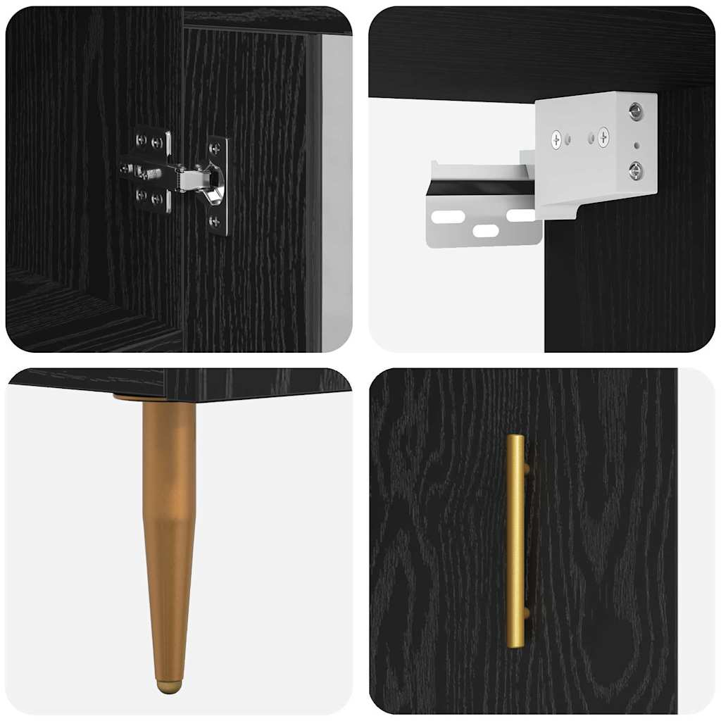 Bufet Stejar Negru 34,5 x 34 x 180 cm Lemn compozit GartenMobel Dekor