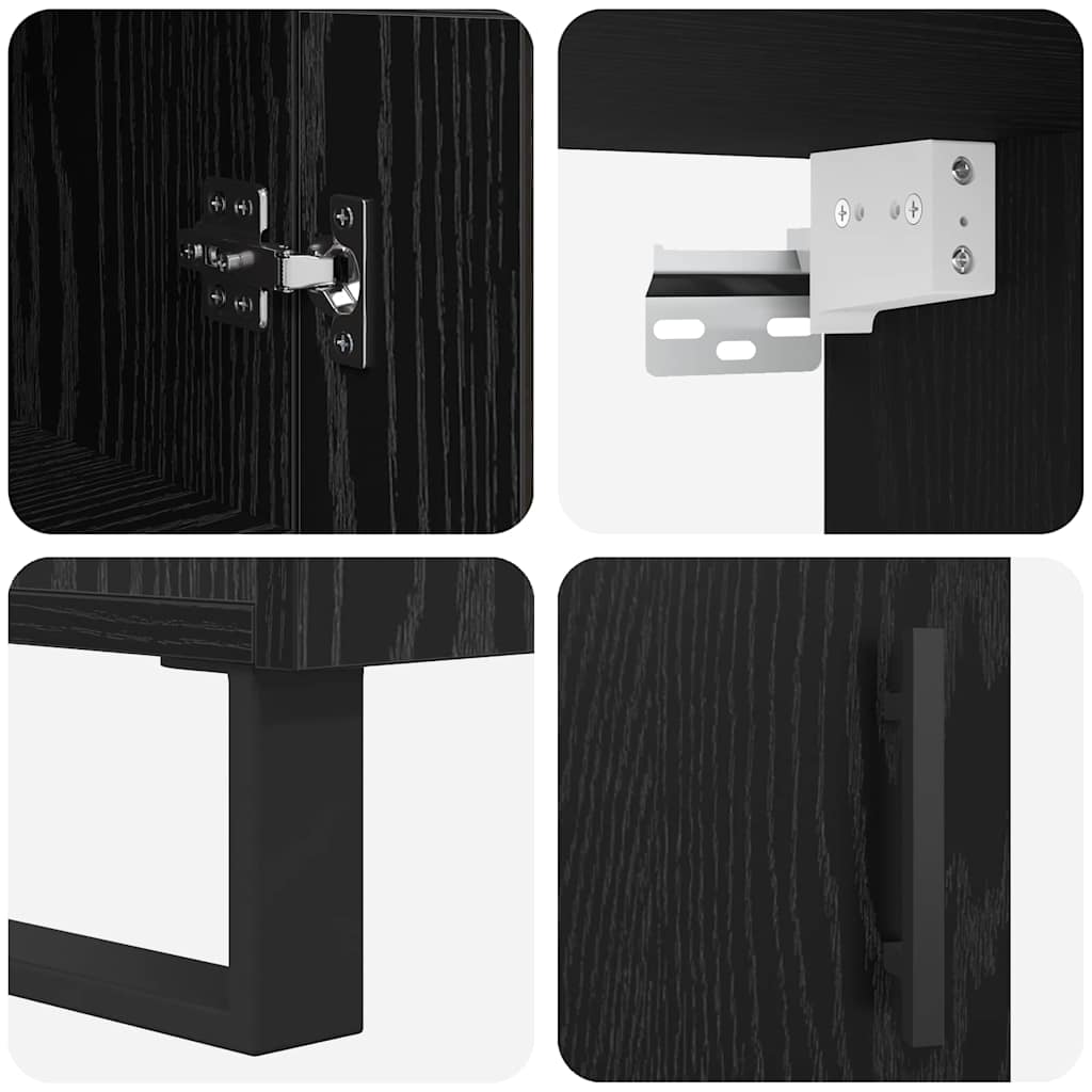 Bufet Stejar Negru 34,5 x 34 x 180 cm Lemn compozit GartenMobel Dekor