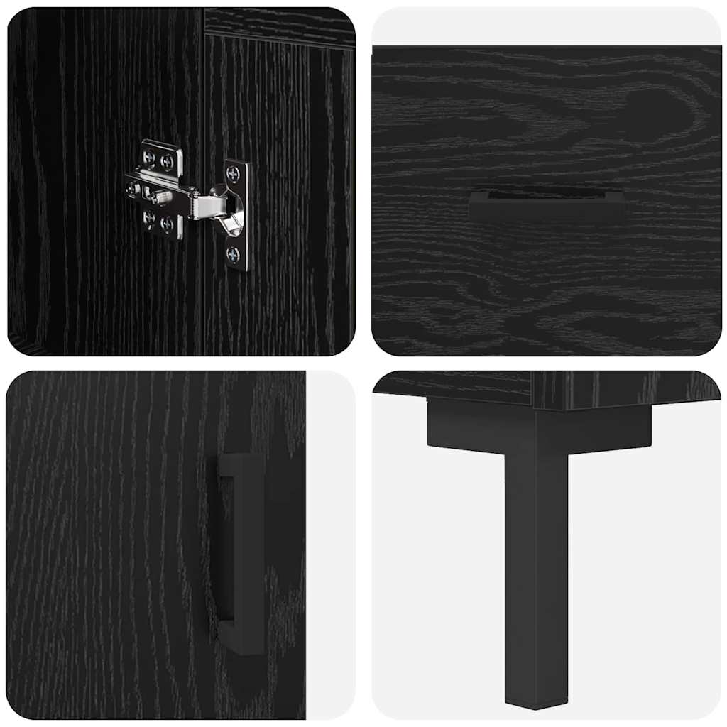 Bufet Stejar Negru 34,5 x 34 x 180 cm Lemn compozit GartenMobel Dekor