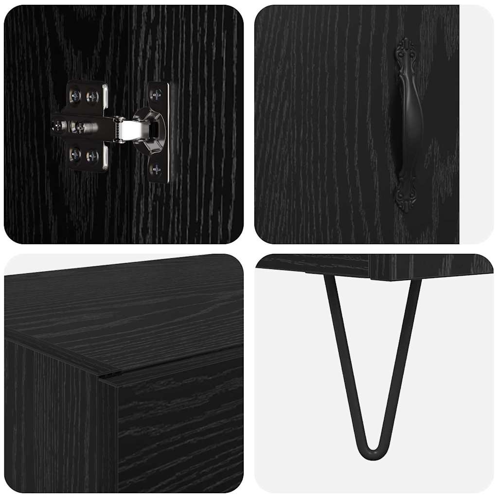 Bufet Stejar Negru 69,5 x 34 x 180 cm Lemn compozit GartenMobel Dekor