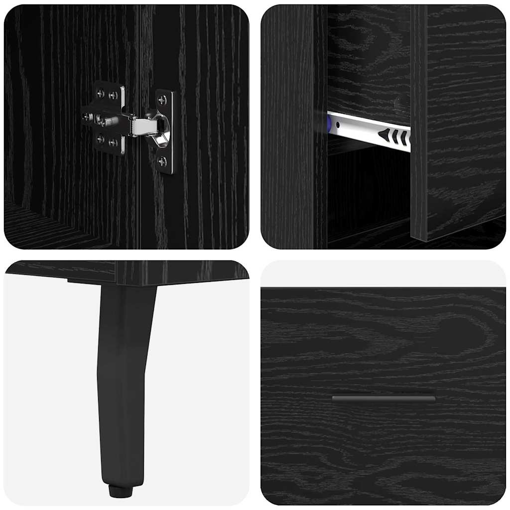 Bufet cu sertar Stejar Negru 34,5 x 34 x 180 cm Lemn compozit GartenMobel Dekor