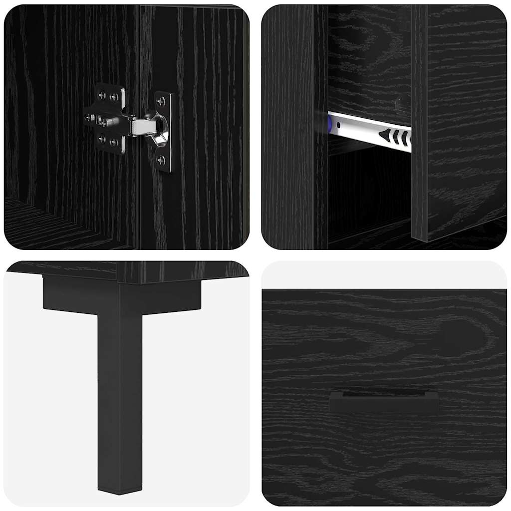 Bufet cu sertar Stejar Negru 34,5 x 34 x 180 cm Lemn compozit GartenMobel Dekor