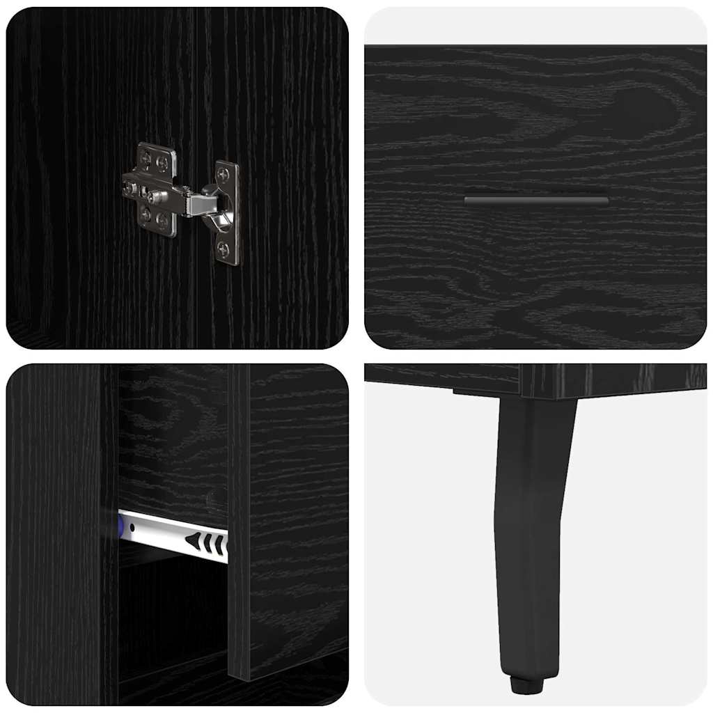 Bufet cu sertar Stejar Negru 34,5 x 34 x 180 cm Lemn compozit GartenMobel Dekor