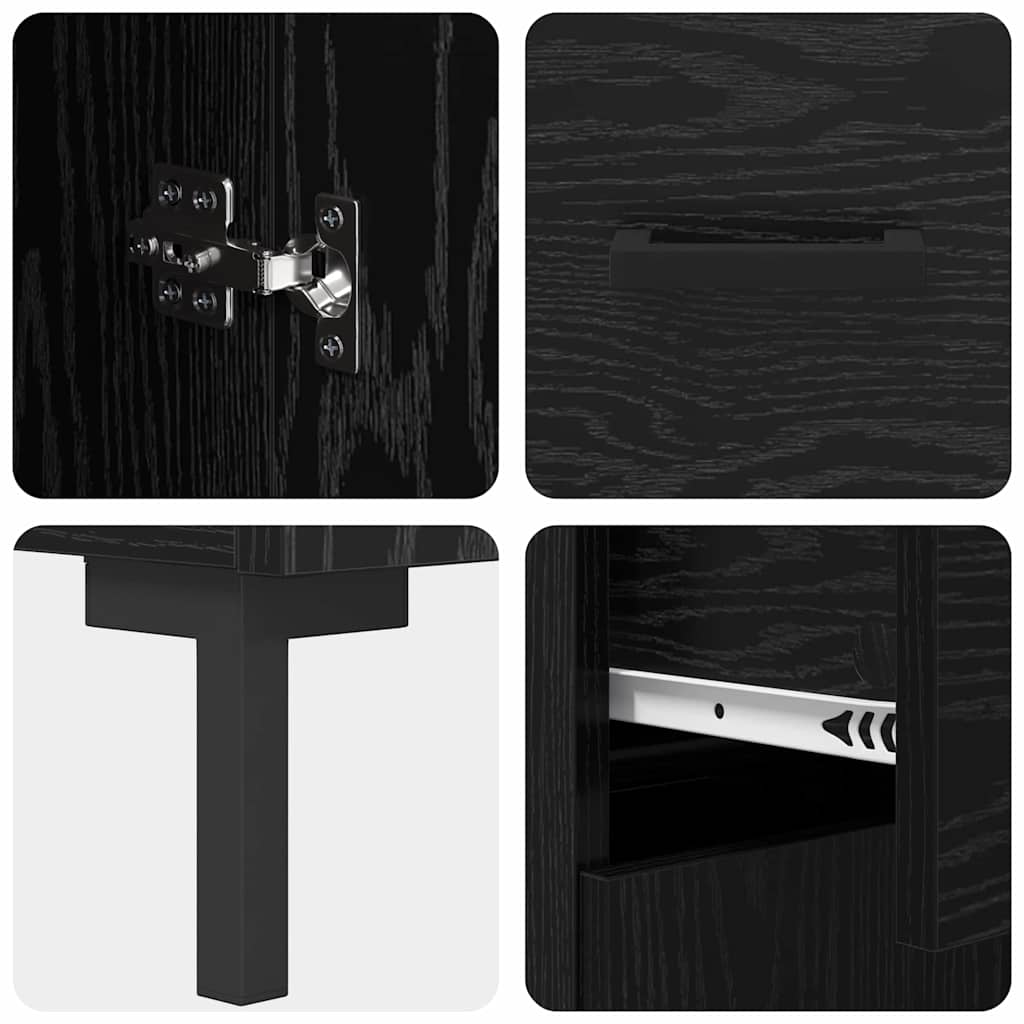 Bufet cu sertar Stejar Negru 69,5 x 34 x 180 cm Lemn compozit GartenMobel Dekor