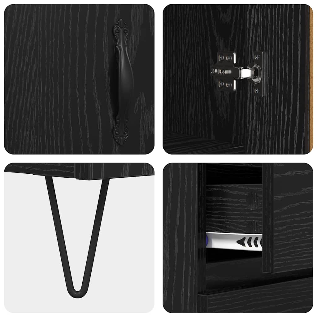 Bufet cu sertar Stejar Negru 69,5 x 34 x 180 cm Lemn compozit GartenMobel Dekor