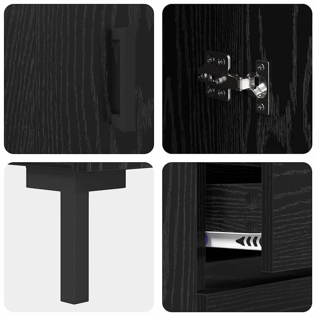 Bufet cu sertar Stejar Negru 69,5 x 34 x 180 cm Lemn compozit GartenMobel Dekor