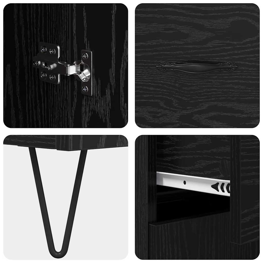 Bufet cu sertar Stejar Negru 69,5 x 34 x 180 cm Lemn compozit GartenMobel Dekor