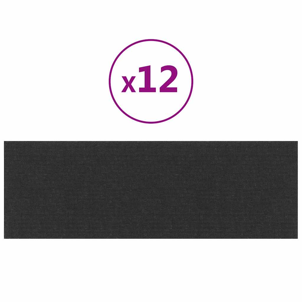 Panouri de perete 12 buc. negru 90x30 cm textil 3,24 m² GartenMobel Dekor