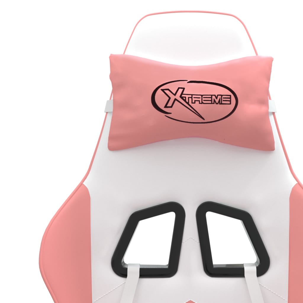 Scaun de gaming pivotant, alb și roz, piele ecologică GartenMobel Dekor
