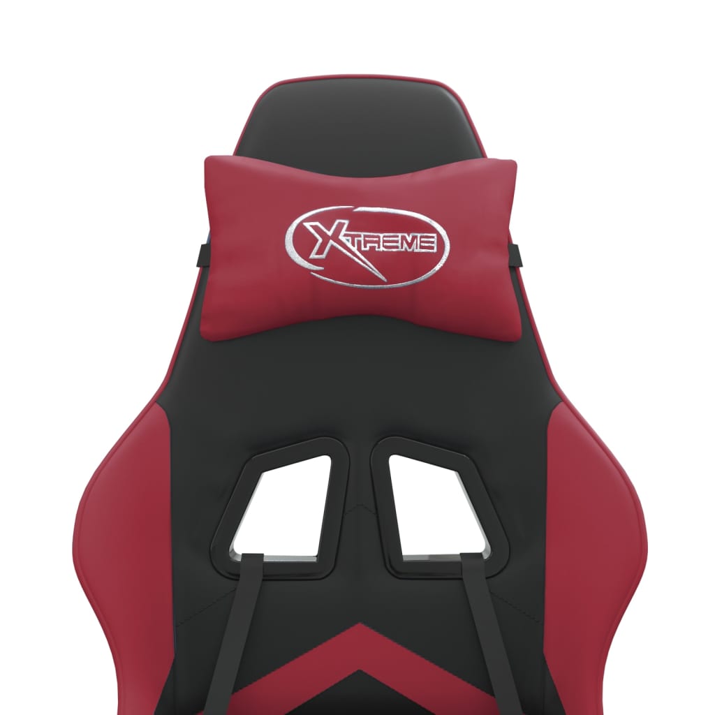 Scaun de gaming pivotant, negru și roșu vin, piele ecologică GartenMobel Dekor