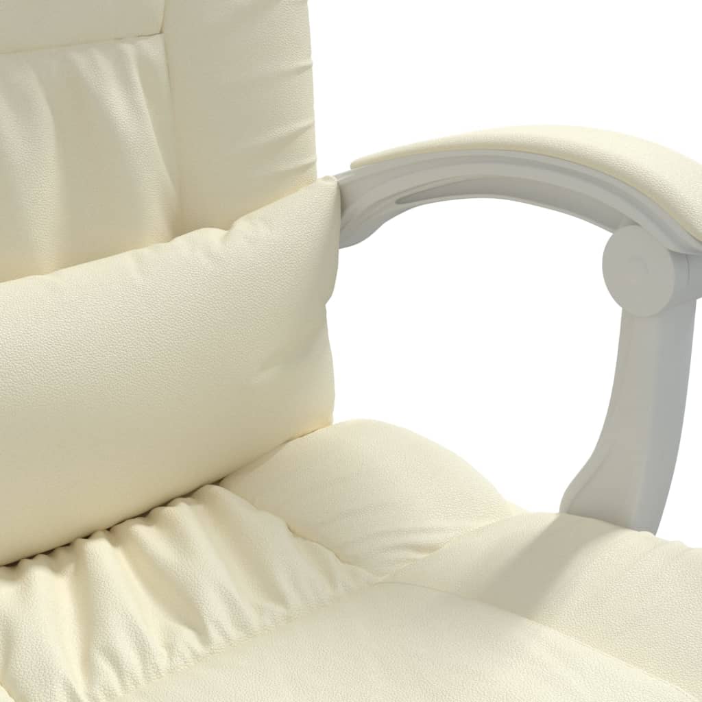 Fotoliu de birou rabatabil, crem, piele ecologică GartenMobel Dekor