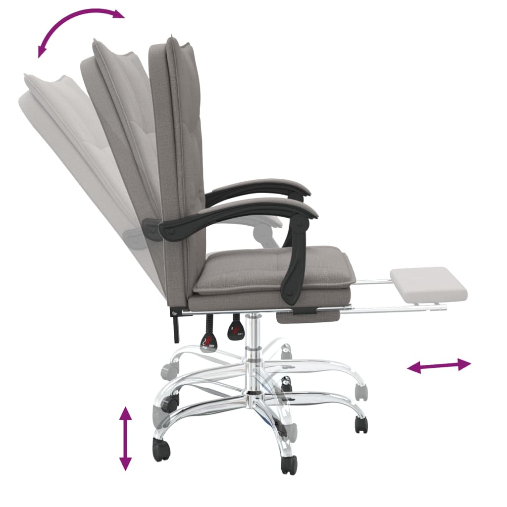 Fotoliu de birou rabatabil, gri taupe, textil GartenMobel Dekor