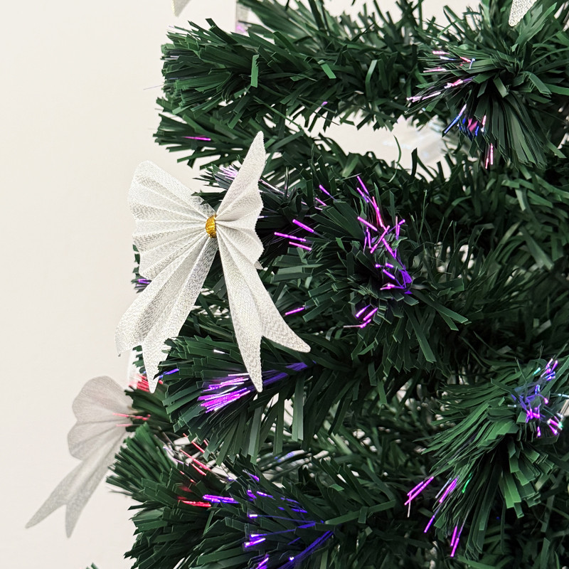 Brad artificial 210 cm, fundite si fibra optica, stea in varf, lumini multicolore, suport metalic, verde MultiMark GlobalProd