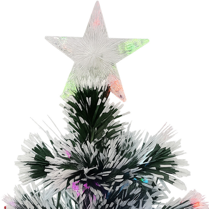 Brad artificial de craciun, iluminat led si fibra optica, varf steluta, 210 cm MultiMark GlobalProd