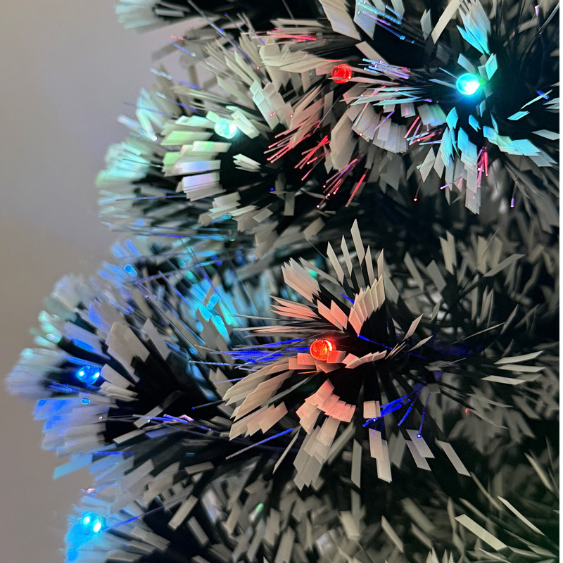 Brad artificial de craciun, iluminat led si fibra optica, varf steluta, 210 cm MultiMark GlobalProd