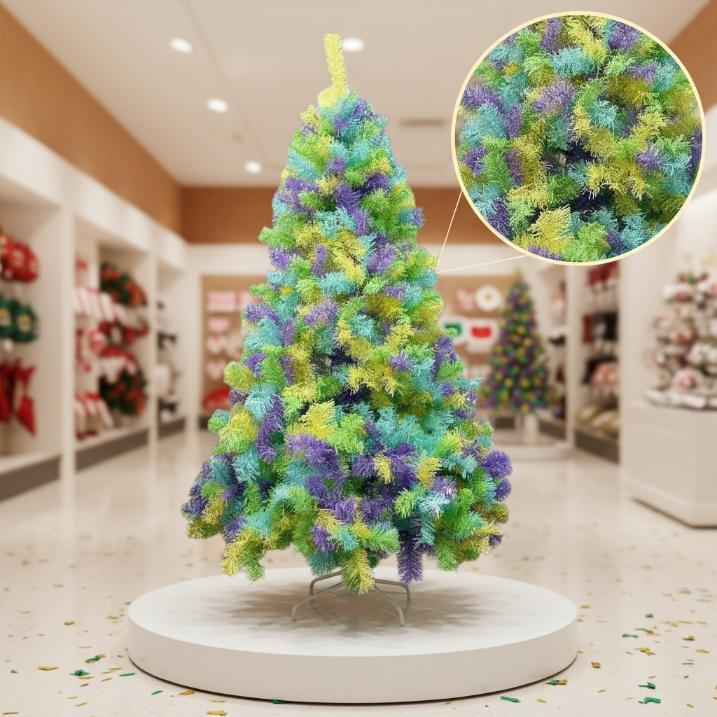 Brad artificial multicolor, 1260 ramuri, inaltime 180 cm, suport metalic inclus MultiMark GlobalProd