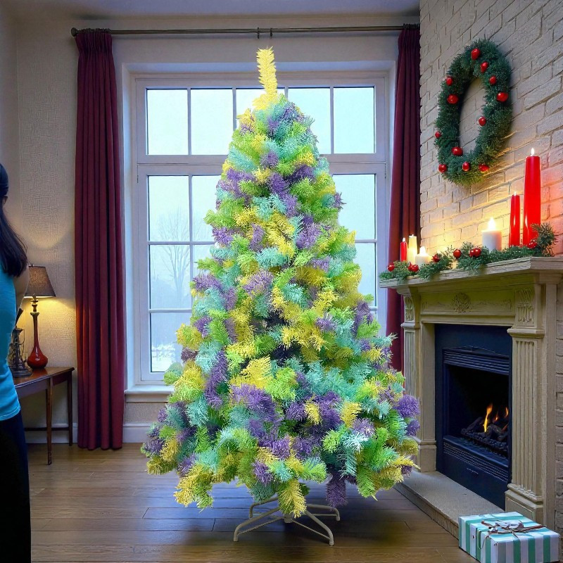 Brad artificial multicolor, 1260 ramuri, inaltime 180 cm, suport metalic inclus MultiMark GlobalProd