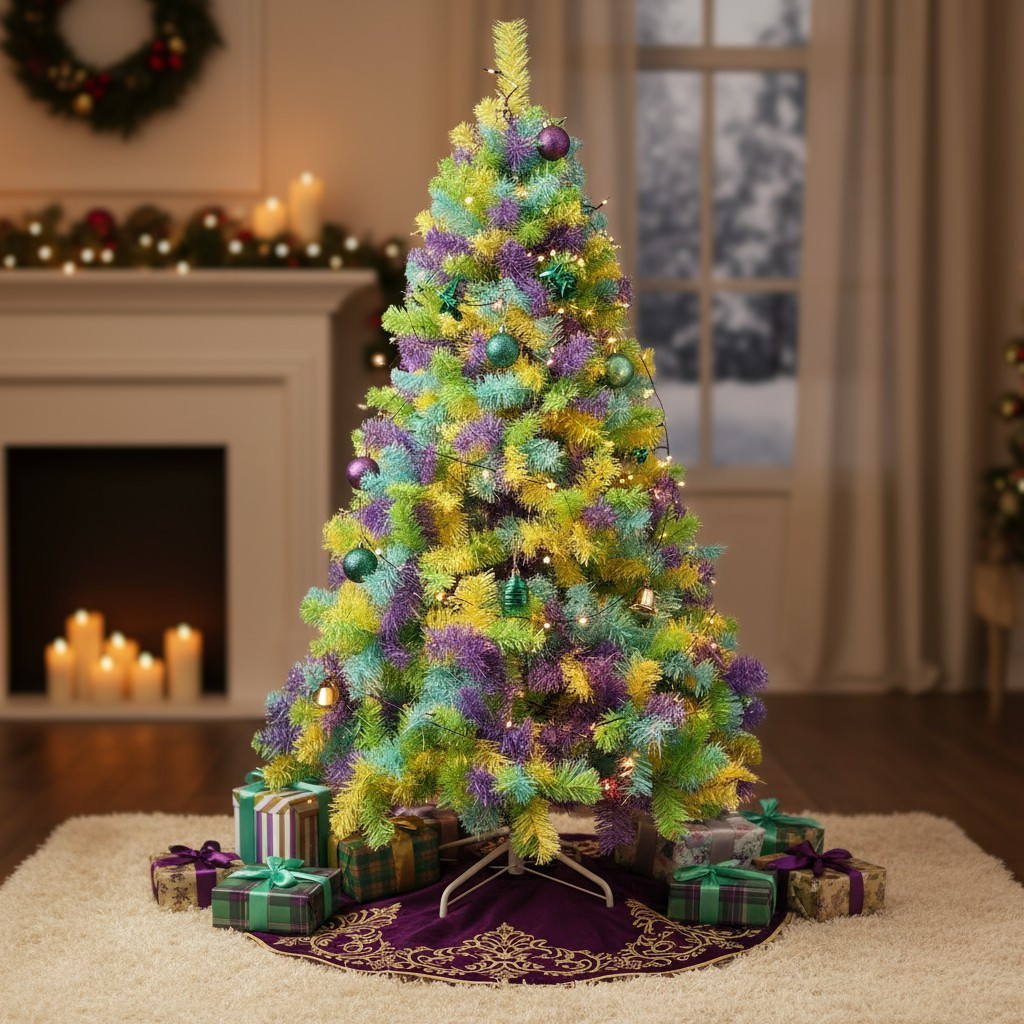 Brad artificial multicolor, 1260 ramuri, inaltime 180 cm, suport metalic inclus MultiMark GlobalProd