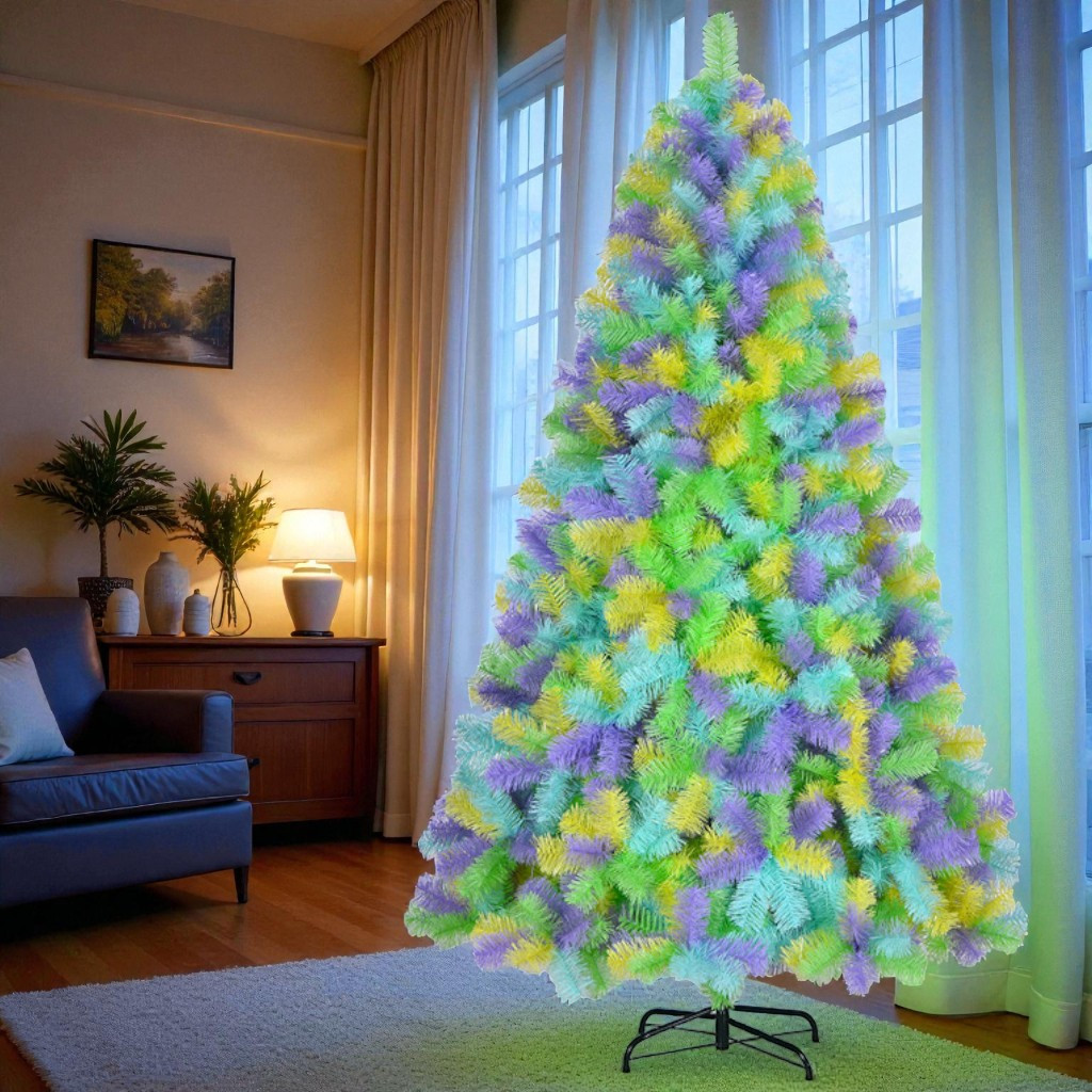 Brad artificial multicolor, 1260 ramuri, inaltime 180 cm, suport metalic inclus MultiMark GlobalProd