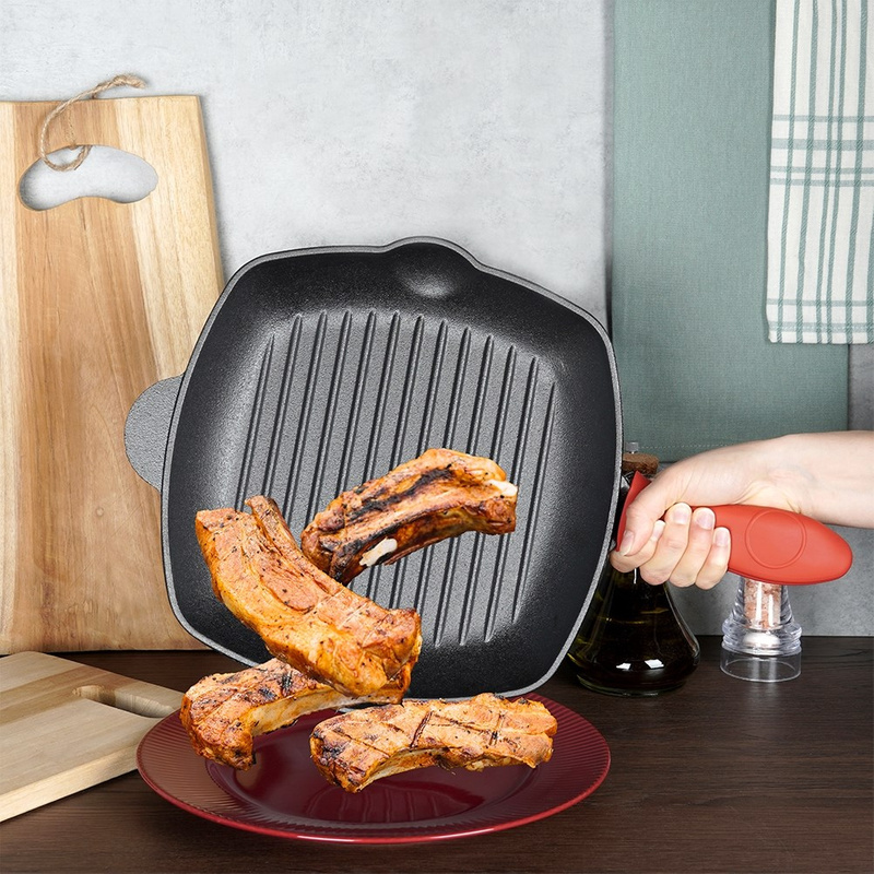 Tigaia grill pătrată din fontă CAST LINE 28×28 cm Handy KitchenServ