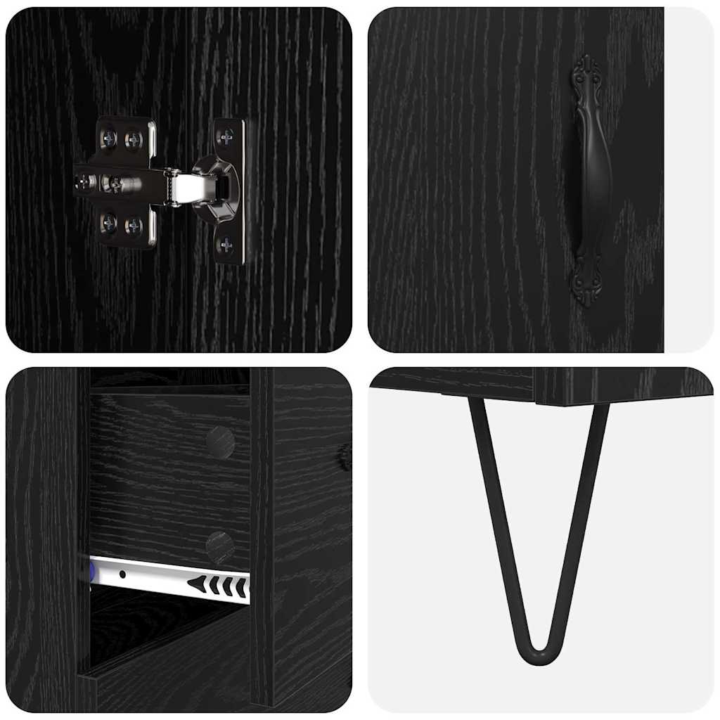 Bufet cu sertar Stejar Negru 69,5 x 34 x 180 cm Lemn compozit GartenMobel Dekor