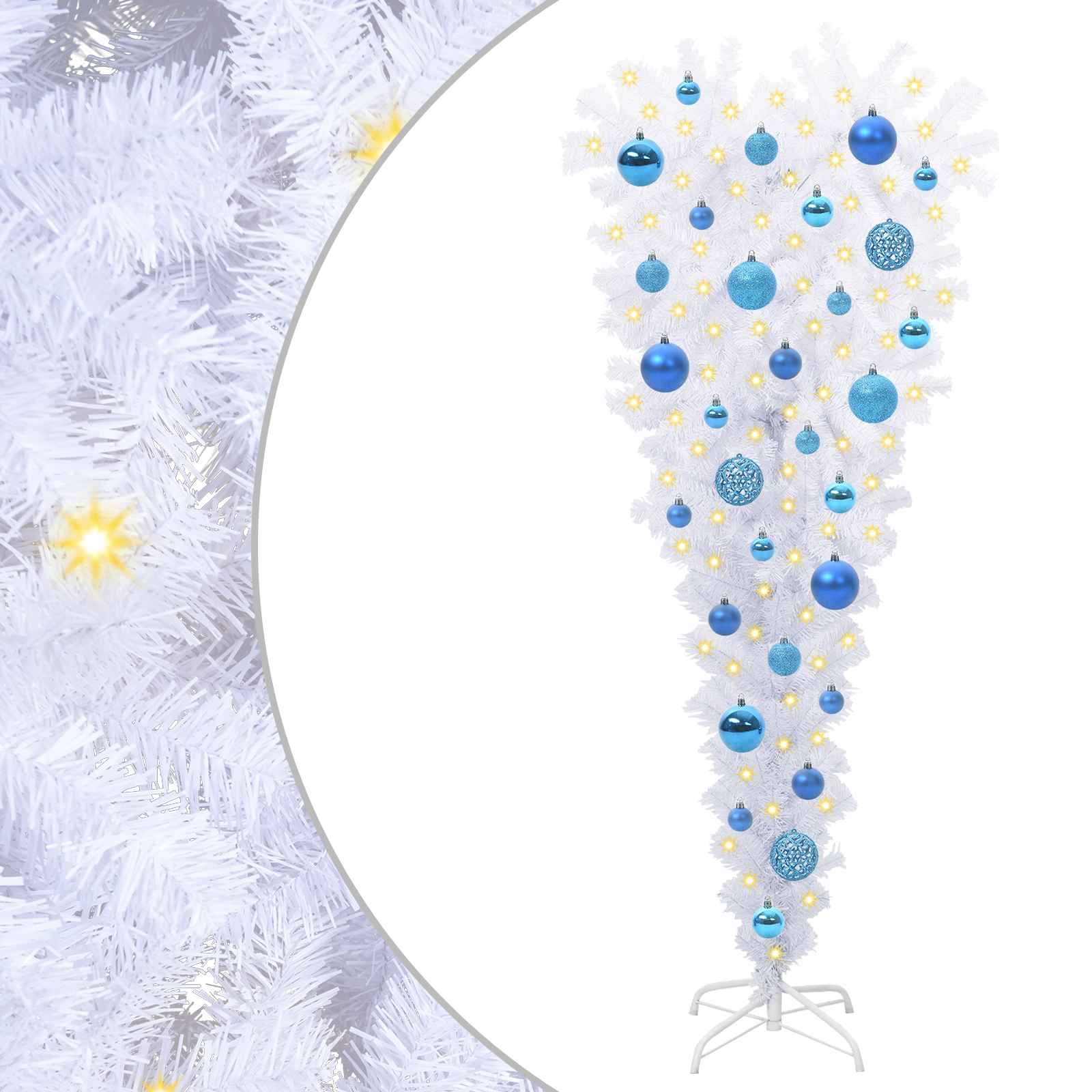 Brad de Crăciun artificial cu 150 LED Alb 120 cm PVC și Oțel GartenMobel Dekor