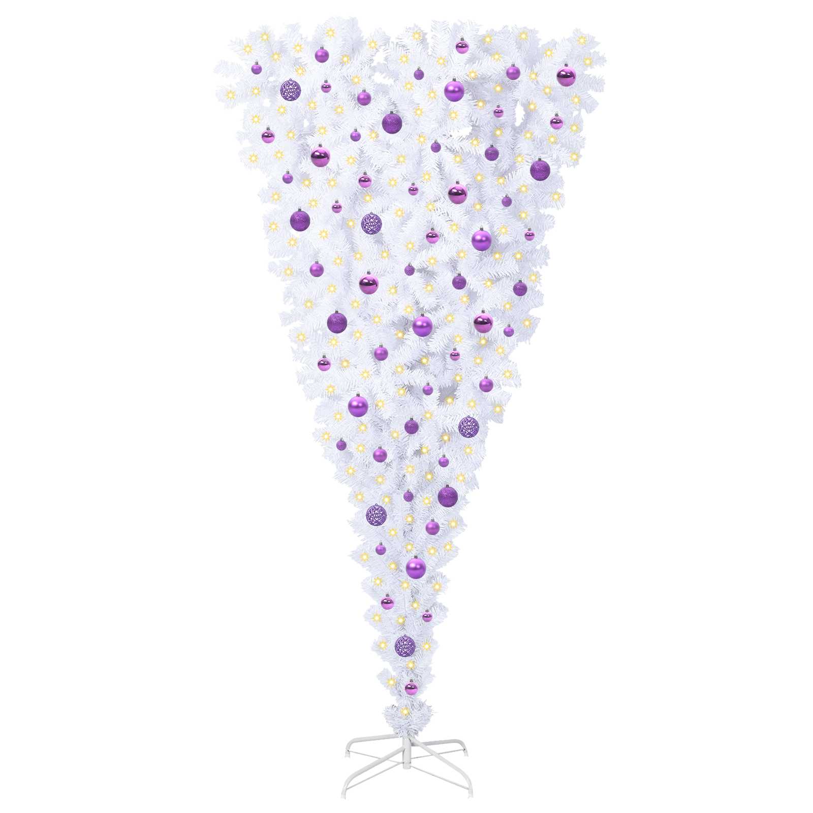 Brad de Crăciun artificial cu 300 LED Alb 210 cm PVC și Oțel GartenMobel Dekor