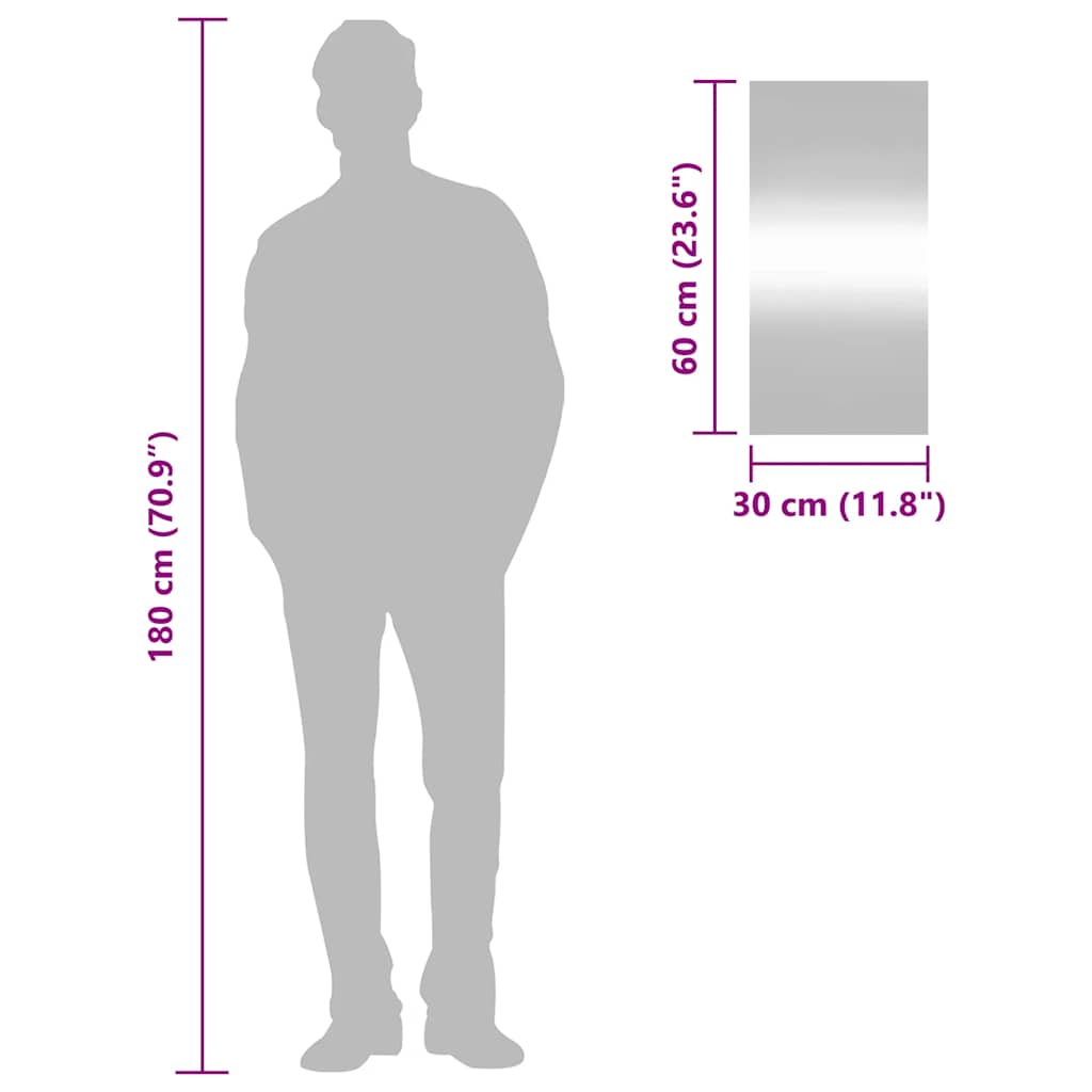 Oglindă de perete, 30x60 cm, dreptunghiulară, sticlă GartenMobel Dekor