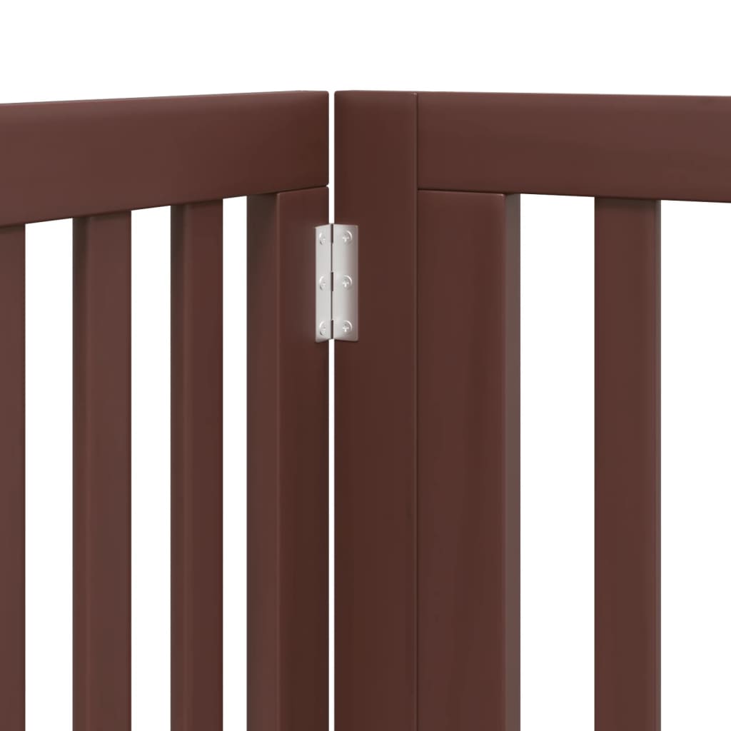 Poartă câini pliabilă cu ușă 4 panouri maro, 320 cm, lemn plop GartenMobel Dekor