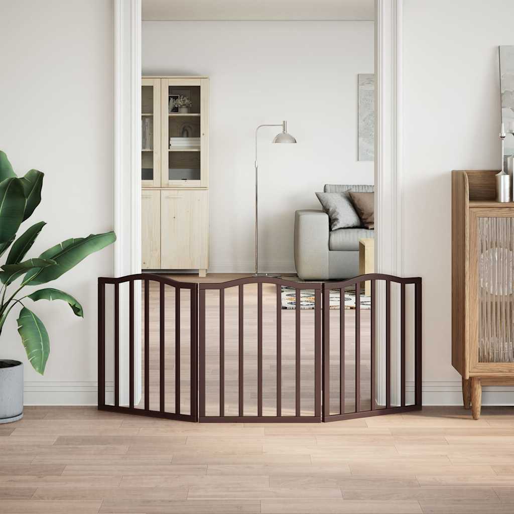 Poartă de câini pliabilă 3 panouri stejar maro 150 cm lemn plop GartenMobel Dekor