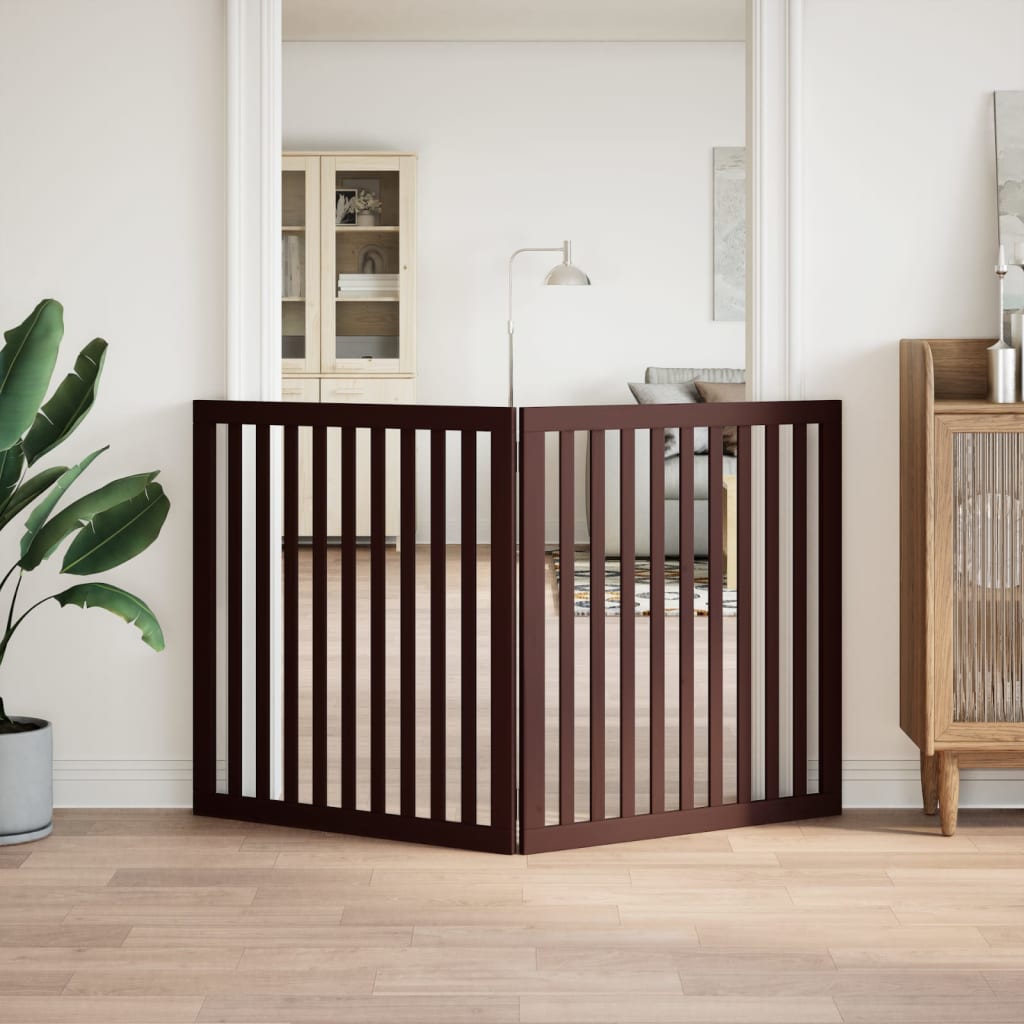 Poartă pentru câini pliabilă 2 panouri maro, 160 cm, lemn plop GartenMobel Dekor