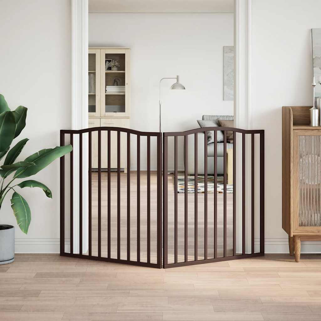 Poartă pentru câini pliabilă 2 panouri maro, 160 cm, lemn plop GartenMobel Dekor