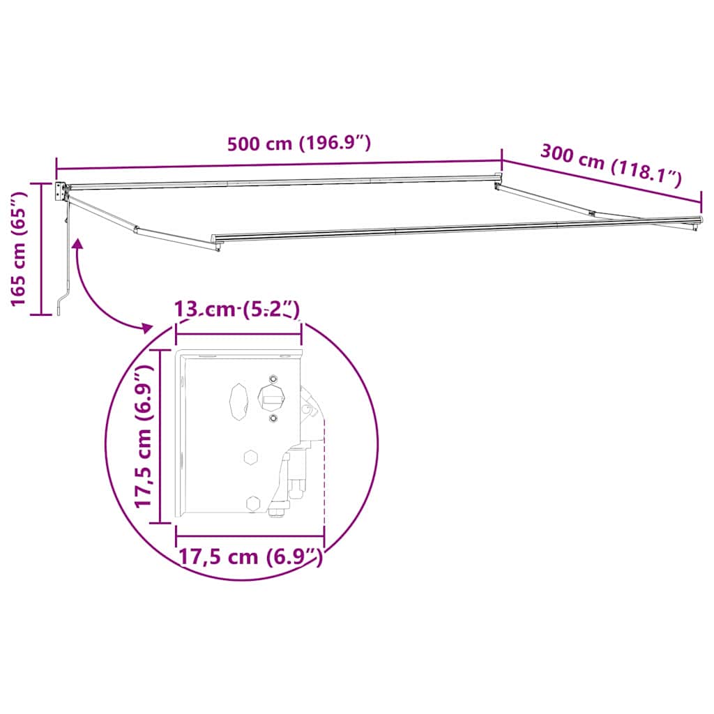 Copertină Alb 5 x 3 m Metal GartenMobel Dekor