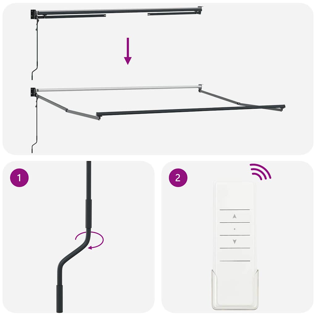 Copertină Antracit 3 x 2,5 m Metal GartenMobel Dekor