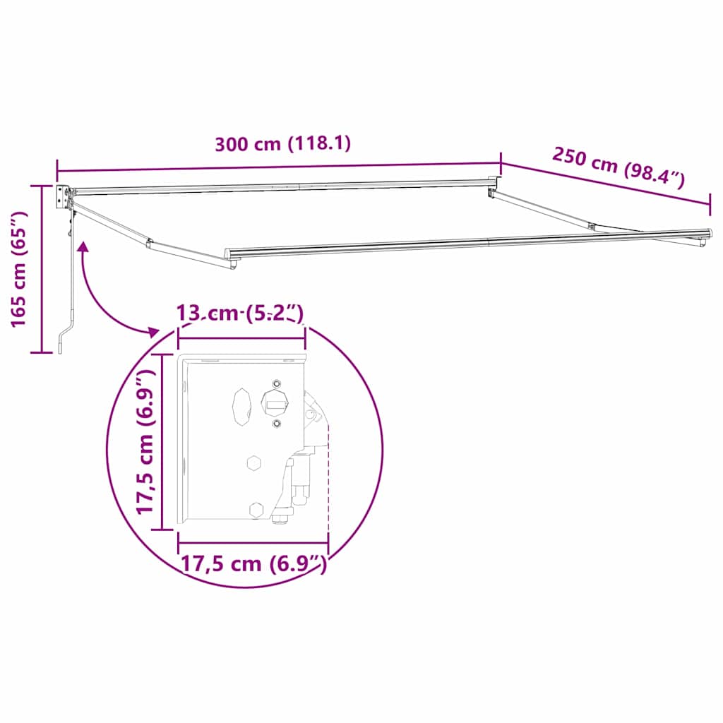 Copertină Antracit 3 x 2,5 m Metal GartenMobel Dekor