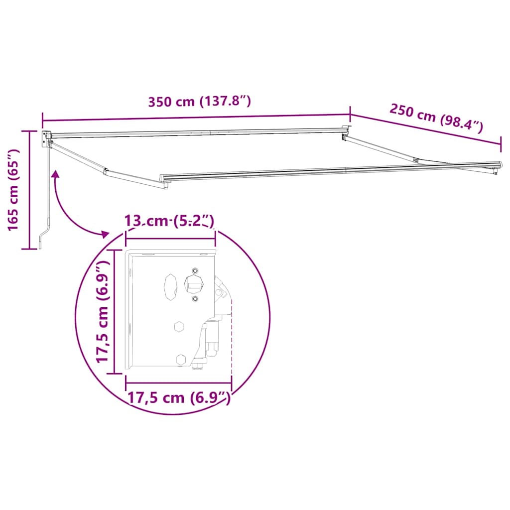 Copertină Manual Antracit 3,5 x 2,5 m Metal GartenMobel Dekor