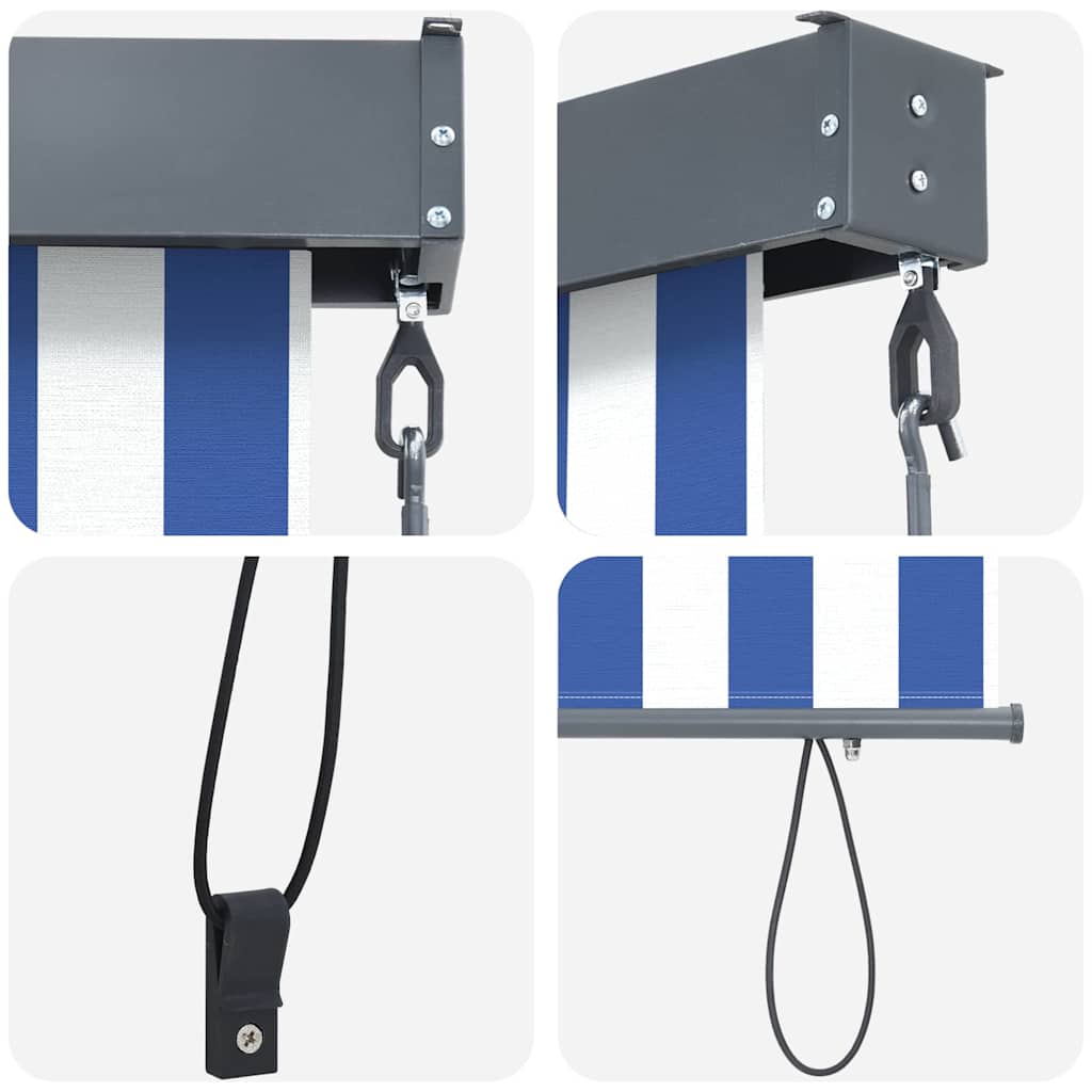 Jaluzea Rulou de Exterior Albastru și alb 200 x 250 cm țesătură GartenMobel Dekor