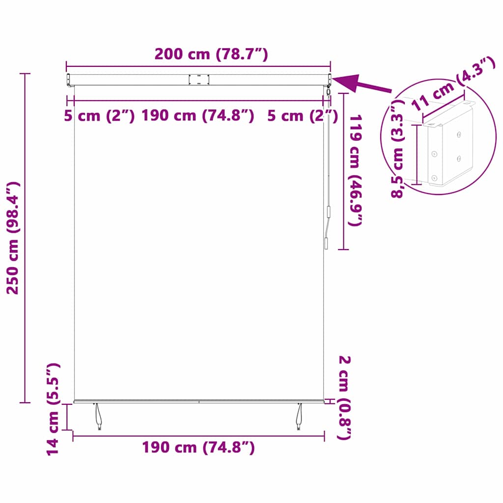 Jaluzea Rulou de Exterior Albastru și alb 200 x 250 cm țesătură GartenMobel Dekor