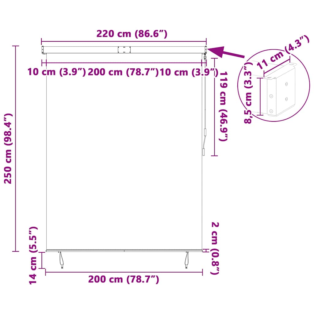 Jaluzea Rulou de Exterior Albastru și alb 220 x 250 cm țesătură GartenMobel Dekor