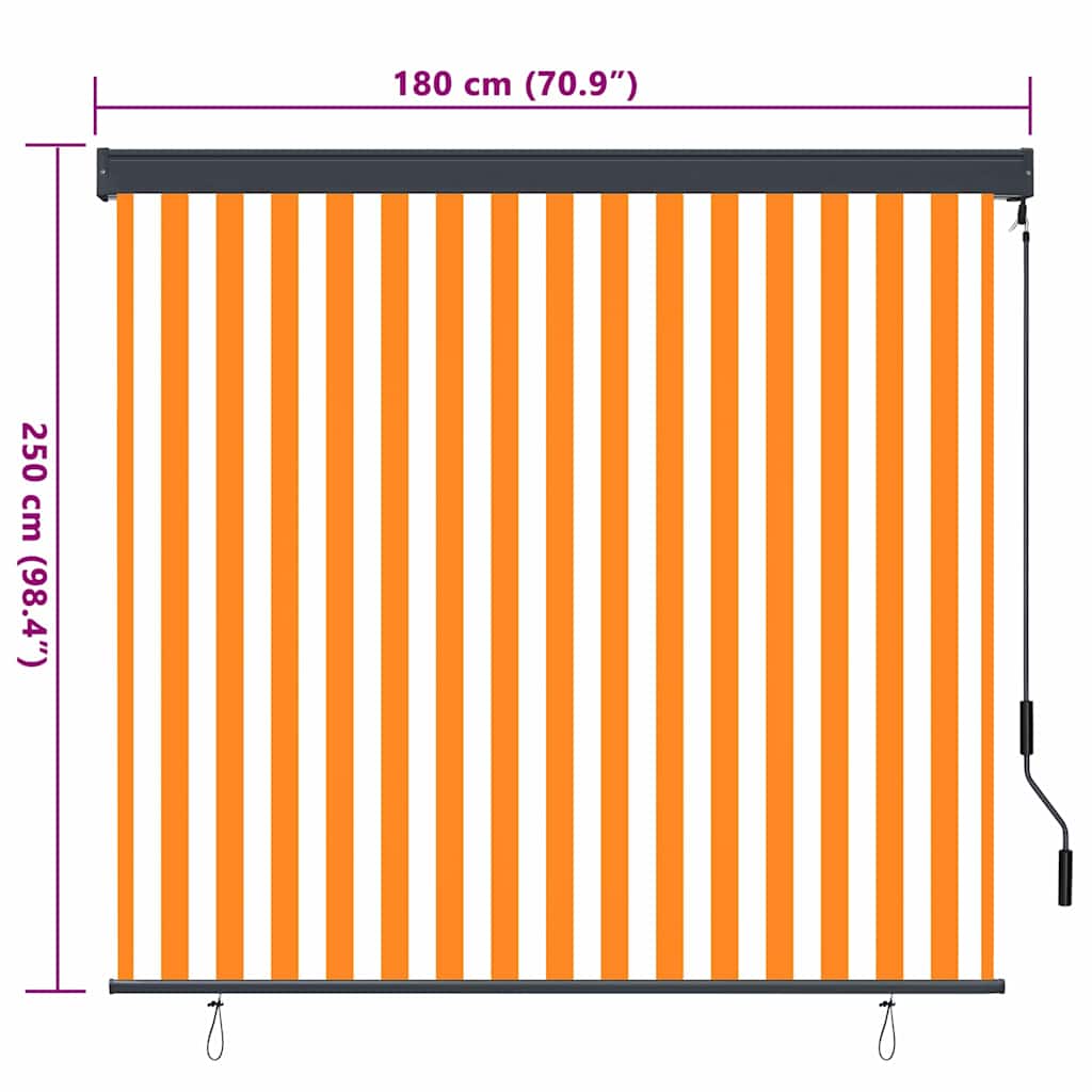 Jaluzea Rulou de Exterior Dungi portocaliu și alb 180 x 250 cm GartenMobel Dekor