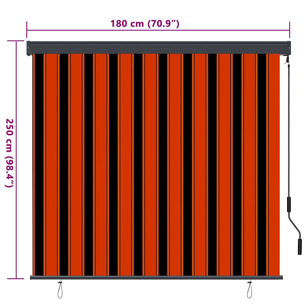 Jaluzea Rulou de Exterior Dungi portocaliu și alb 180 x 250 cm GartenMobel Dekor