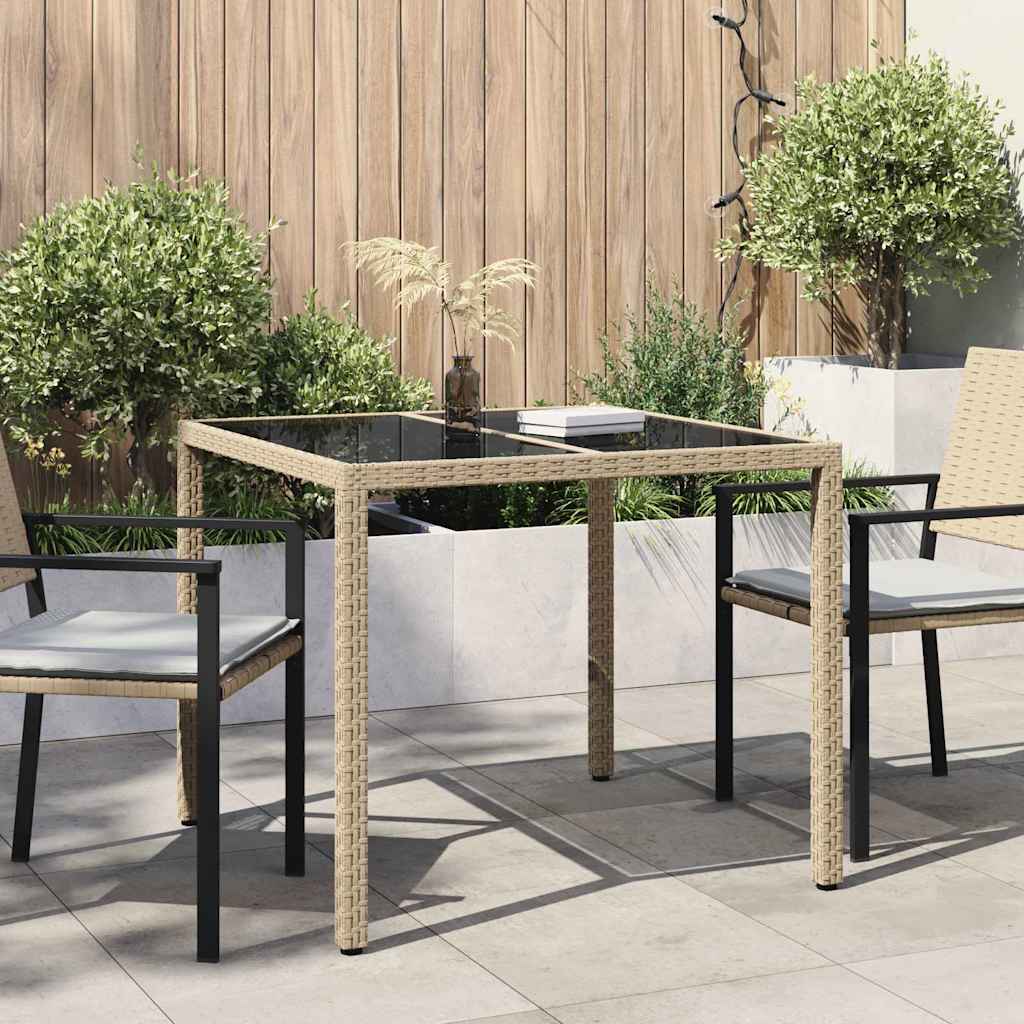 Masă de grădină pentru dining Bej 90 x 90 x 75 cm Rattan poli GartenMobel Dekor