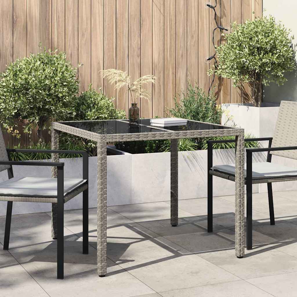 Masă de grădină pentru dining Gri 90 x 90 x 75 cm Rattan poli GartenMobel Dekor
