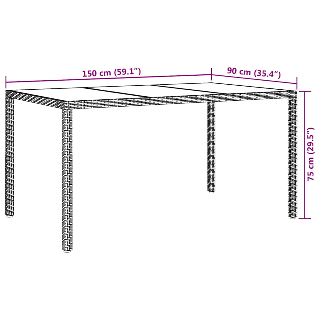 Masă de grădină pentru dining Alb 150 x 90 x 75 cm Rattan poli GartenMobel Dekor