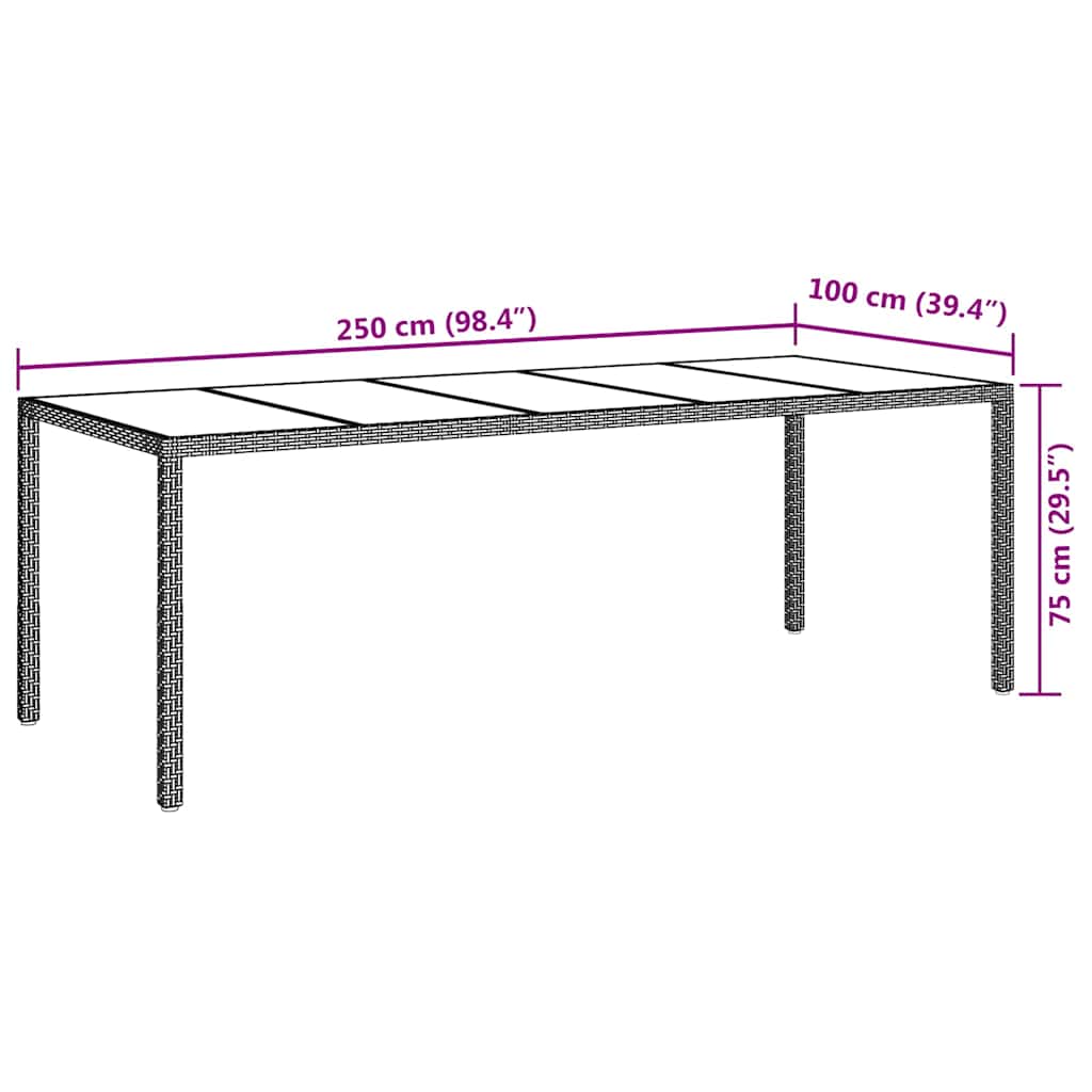 Masă de grădină pentru dining Maro 250 x 100 x 75 cm GartenMobel Dekor