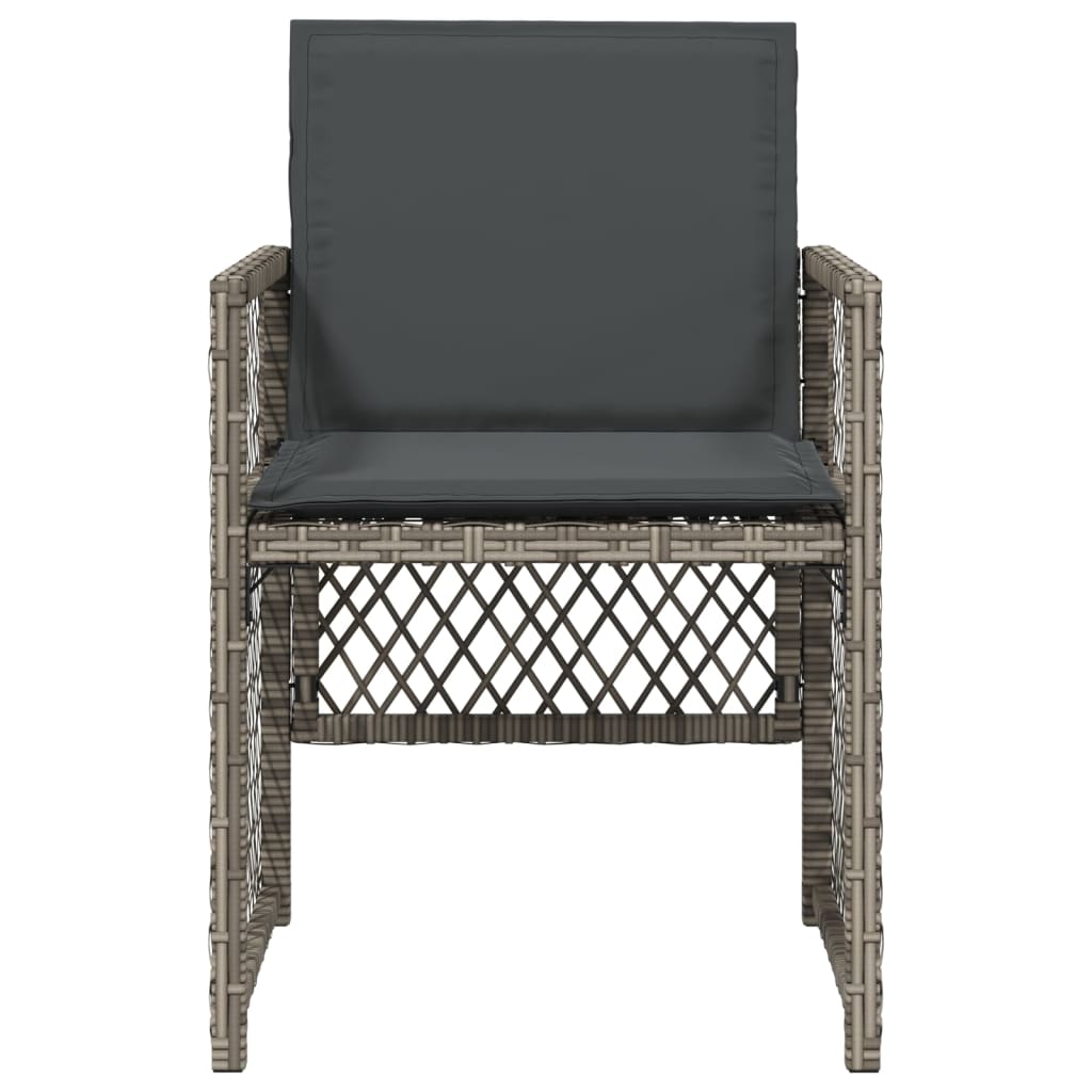 Scaune de grădină cu perne, 4 buc., gri, poliratan GartenMobel Dekor