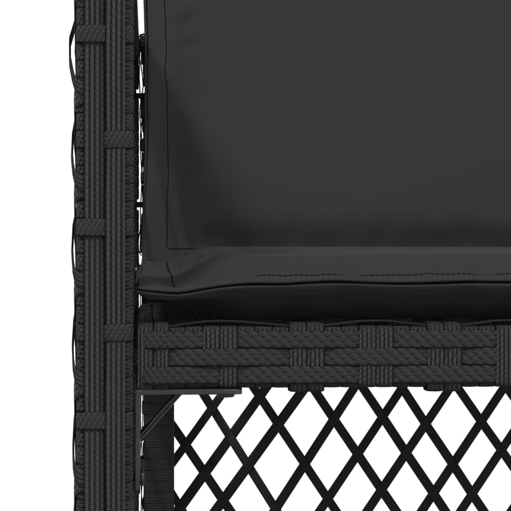 Scaune de grădină cu perne, 4 buc., negru, poliratan GartenMobel Dekor